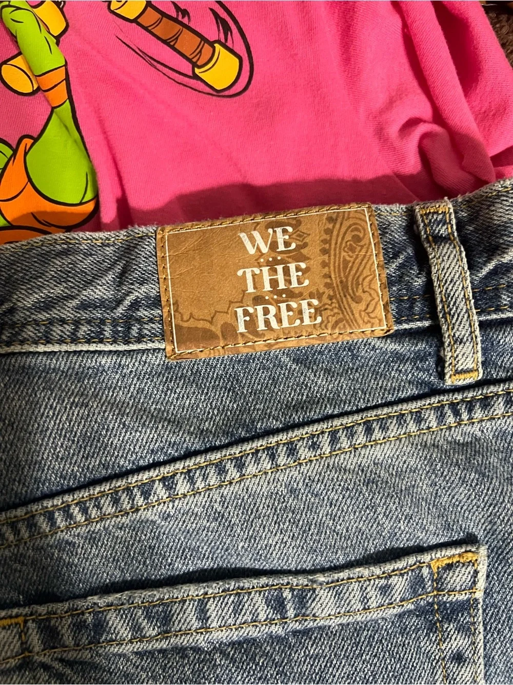 We The Free Maggie Mid Rise Jeans Size 30 Distressed Raw Hem Straight Leg